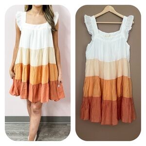 {Hem & Thread} Colorblock Mini Flutter Sleeve Dress - Womens Medium - NWT